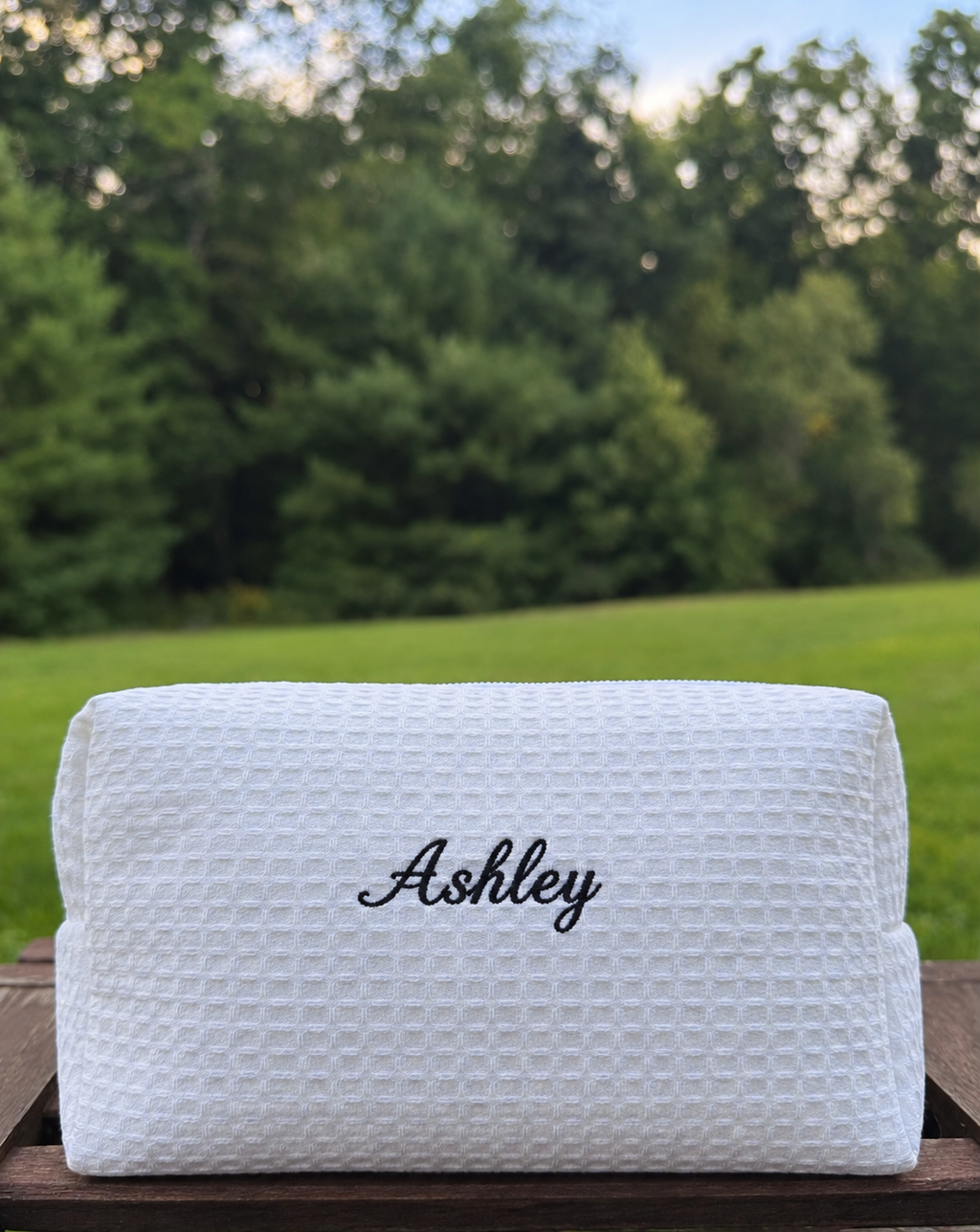 Custom Embroidered Waffle Makeup Bag