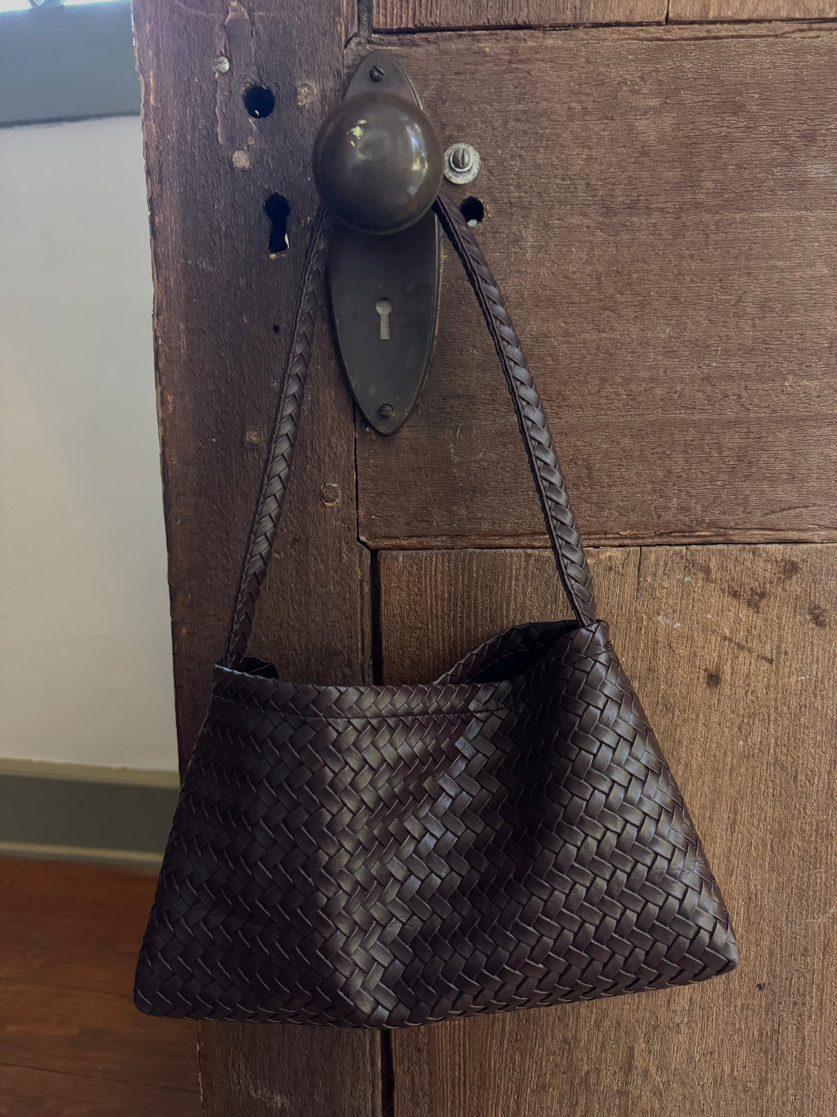 The Sloane Brown Woven Shoulder Bag